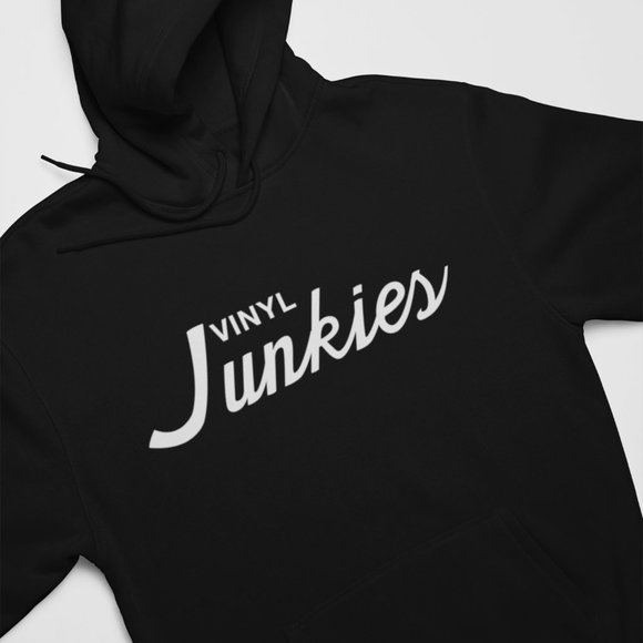 Vinyl Junkies Hoody Sweatshirt, Old School, DJ, Music Producer, Retro, Analog - Picture 1 of 1